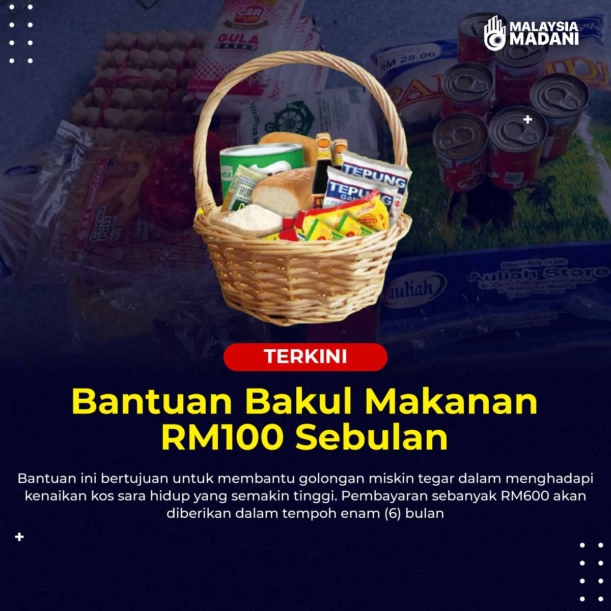 Bantuan Bakul Makanan RM100 Sebulan: Cara Mohon & Syarat Kelayakan
