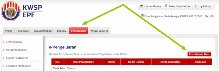 Cara Buat E-Pengeluaran KWSP 