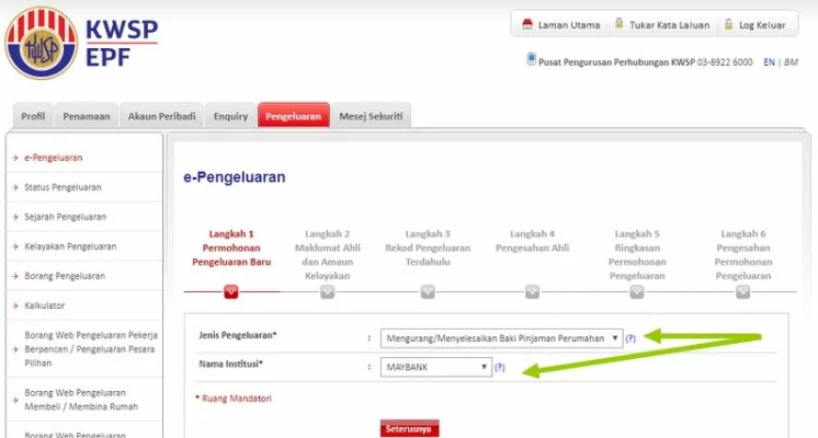 Cara Buat E-Pengeluaran KWSP 