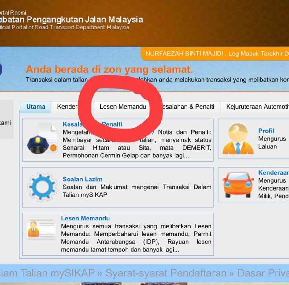 Cara Renew Lesen Memandu Online