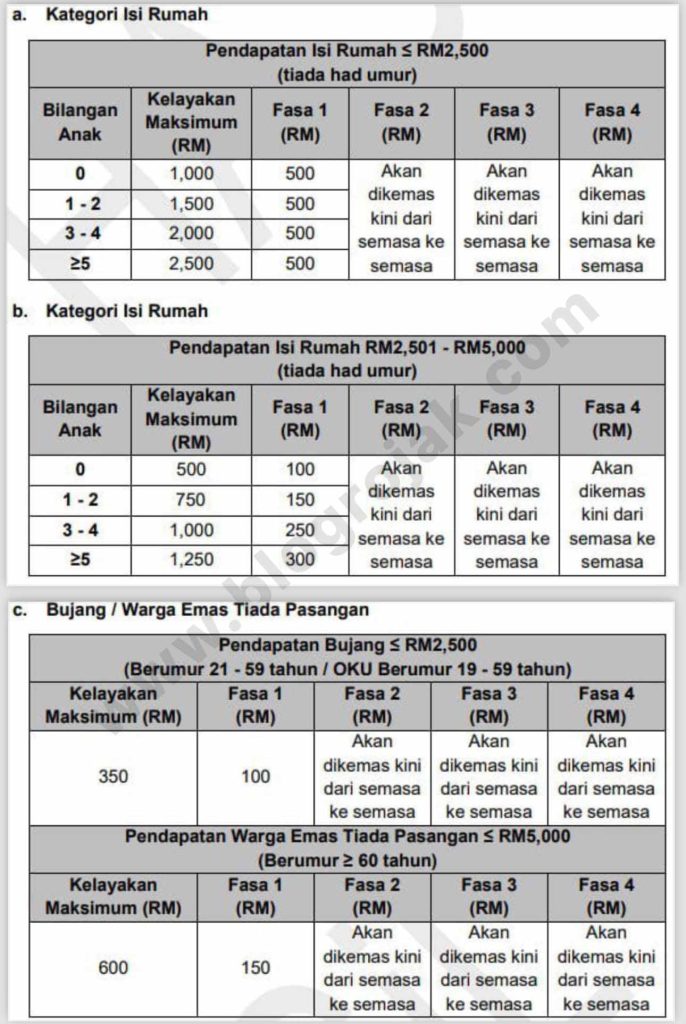 STR 2024 Fasa 1 : Jumlah Bayaran Mengikut Kategori