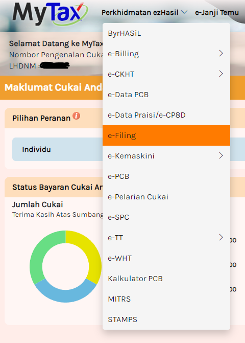 kemaskini e-filing lhdn