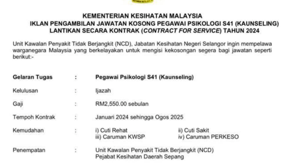 Jawatan Kosong Kementerian Kesihatan Malaysia(KKM)