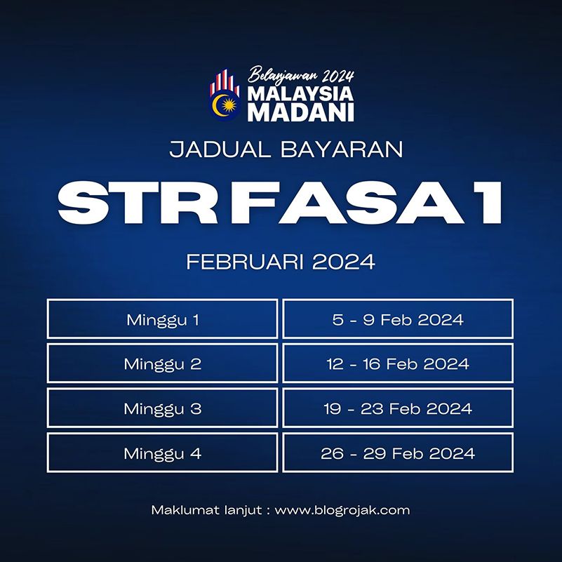 Tarikh Bayaran STR 2024 Fasa 1