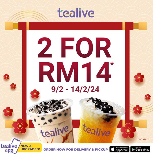 Tealive : Tebus Promo Code RM14 Sempena Tahun Baru Cina 2024